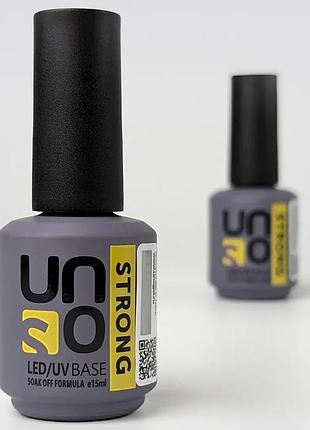 Базовое каучуковое покрытие uno strong base для ногтей, 15 мл