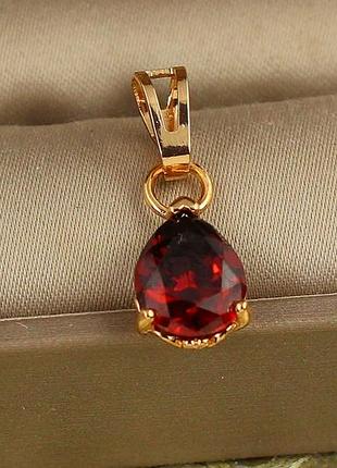 Кулон xuping jewelry червона крапля 1,5 см золотистий