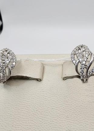 Сережки серебряные с фианитом "санна" 3,16 г