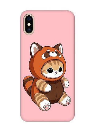 Матовий рожевий чохол на iphone xs max котик панда (принт 423)