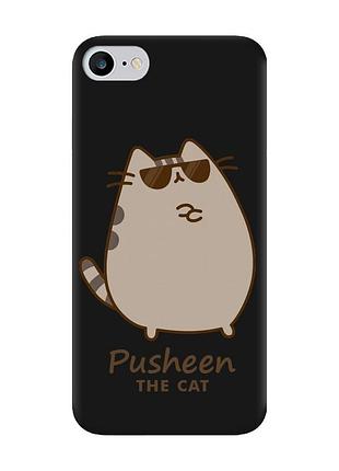Матовый черный чехол на iphone 7 / 8 пушин кот (принт 424)