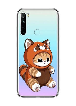 Прозрачный чехол на xiaomi redmi note 8 котик панда (принт 423)