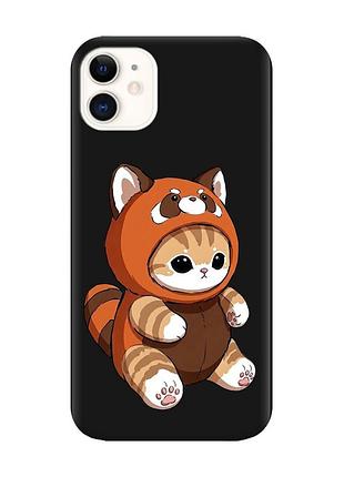 Матовий чорний чохол на apple iphone 11 (6.1) котик панда (принт 423)