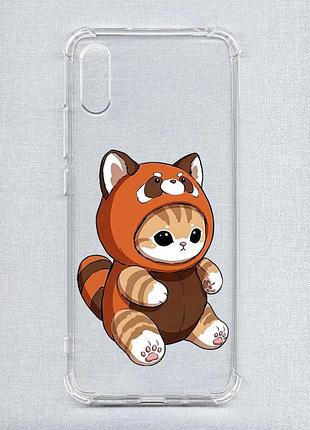 Чехол с утолщёнными углами на xiaomi redmi 9a котик панда (принт 423)