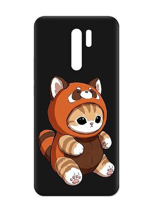 Матовий чорний чохол на xiaomi redmi 9 котик панда (принт 423)