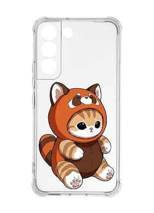 Чехол с утолщёнными углами на samsung galaxy s22 котик панда (принт 423)