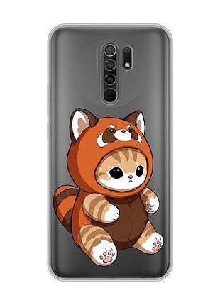 Прозорий чохол на xiaomi redmi 9 котик панда (принт 423)