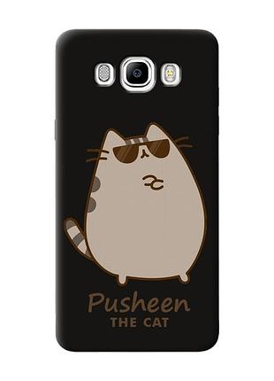Матовый черный чехол на samsung galaxy j7(2016) j710 пушин кот (принт 424)