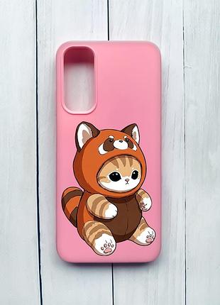 Матовый чехол на samsung galaxy a05s (a057) розовый котик панда (принт 423)