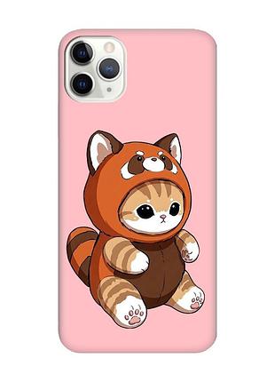 Матовый розовый чехол на iphone 11 pro (5.8) котик панда (принт 423)