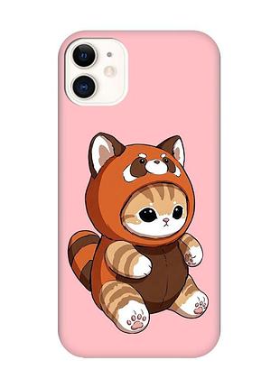Матовый розовый чехол на apple iphone 11 (6.1) котик панда (принт 423)
