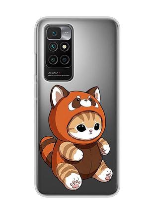 Прозрачный чехол на xiaomi redmi 10/10 (2022) котик панда (принт 423)