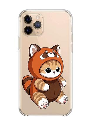 Прозрачный чехол на apple iphone 11 pro (5,8) котик панда (принт 423)