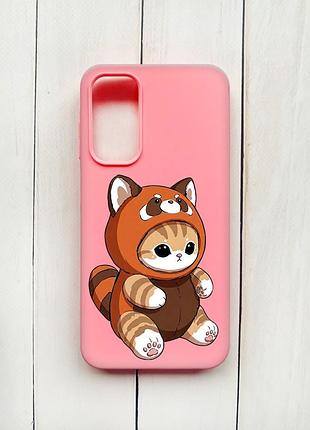 Матовый чехол на samsung galaxy a15 (a155) розовый котик панда (принт 423)