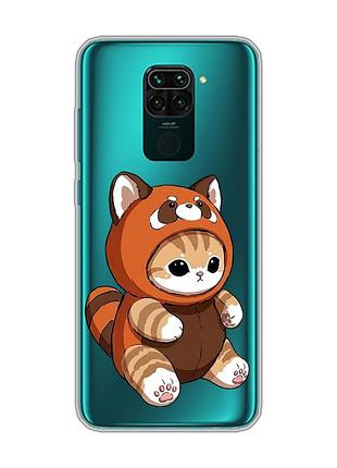 Прозорий чохол на xiaomi redmi note 9/redmi 10 x котик панда (принт 423)