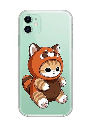 Прозрачный чехол на apple iphone 11 (6,1) котик панда (принт 423)