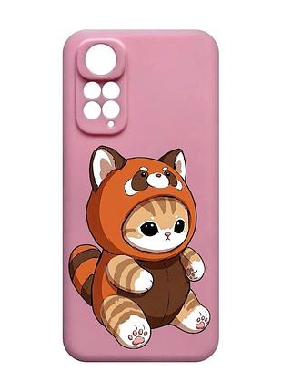 Матовий рожевий чохол на xiaomi redmi note 11 4g котик панда (принт 423)