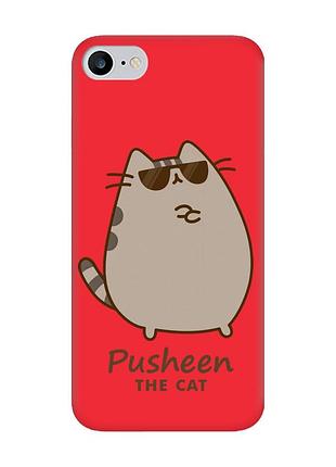 Матовый красный чехол на iphone 7 / 8 пушин кот (принт 424)
