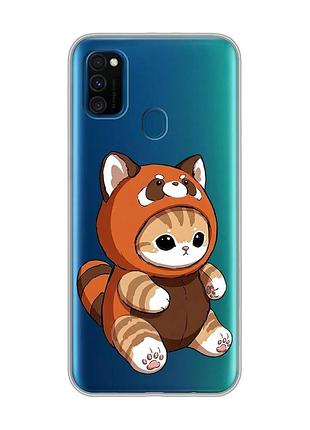 Прозрачный чехол на samsung galaxy m30s/m21 котик панда (принт 423)