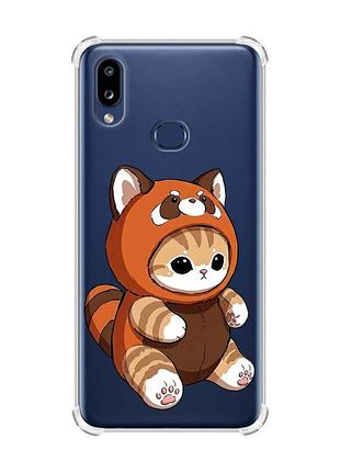 Чехол с утолщенными углами на samsung galaxy a10s (a107) котик панда (принт 423)