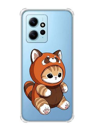 Чехол с утолщенными углами на xiaomi redmi note 12 4g котик панда (принт 423)