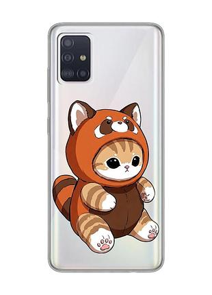 Прозрачный чехол на samsung galaxy a71/a715 котик панда (принт 423)