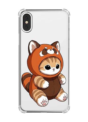 Чехол с утолщёнными углами на iphone x/xs котик панда (принт 423)