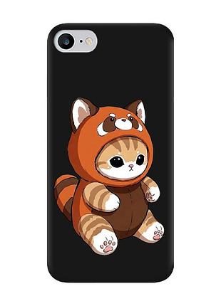 Матовий чорний чохол на iphone 7 / 8 котик панда (принт 423)