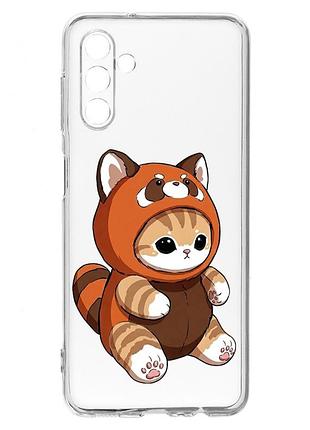 Прозрачный чехол на samsung a04s/a13 5g котик панда (принт 423)