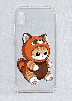 Чохол з потовщеними кутами на samsung galaxy a07 (a075) котик панда (принт 423)