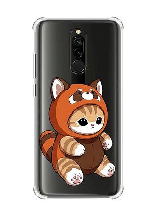 Чохол з потовщеними кутами на xiaomi redmi 8 котик панда (принт 423)