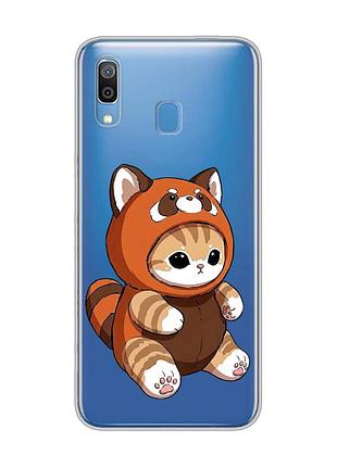 Прозрачный чехол для samsung galaxy a30 (2019)/a20 (2019) котик панда (принт 423)