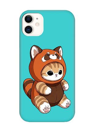 Матовий бірюзовий чохол на apple iphone 11 (6.1) котик панда (принт 423)
