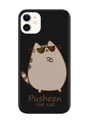 Матовый черный чехол на apple iphone 11 (6.1) пушин кот (принт 424)