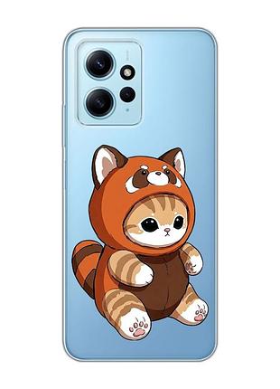 Прозрачный чехол на xiaomi redmi note 12 4g котик панда (принт 423)