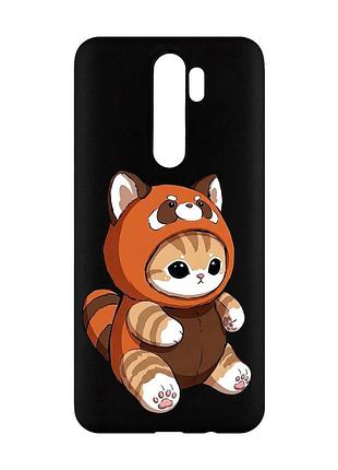 Матовий чорний чохол на xiaomi redmi note 8 pro котик панда (принт 423)