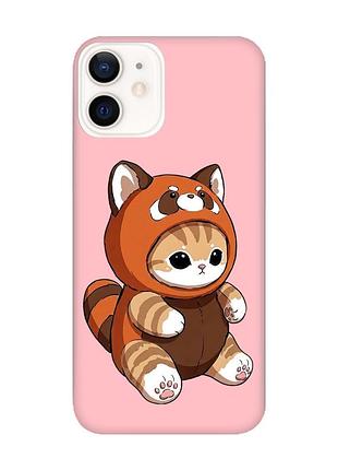 Матовий рожевий чохол на apple iphone 12 / 12 pro (6.1) котик панда (принт 423)