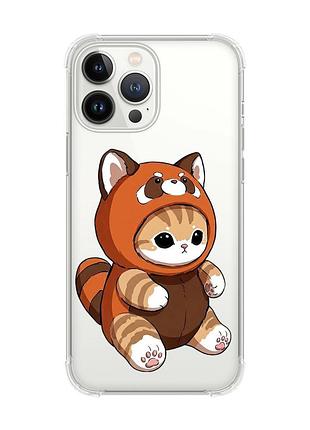 Чохол із потовщеними кутами на iphone 14 pro max котик панда (принт 423)