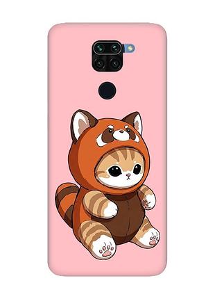 Матовий рожевий чохол на xiaomi redmi note 9 котик панда (принт 423)