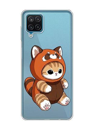 Прозорий чохол на samsung galaxy a12 4g котик панда (принт 423)