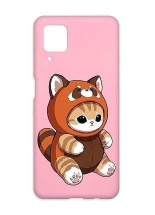 Матовый розовый чехол на samsung galaxy a12 котик панда (принт 423)