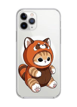 Магнитный чехол на iphone 11 pro max с поддержкой magsafe котик панда (принт 423)