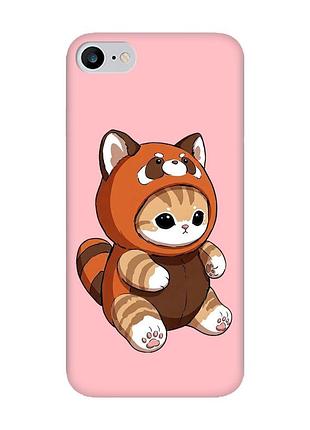 Матовый розовый чехол на iphone 7 / 8 котик панда (принт 423)