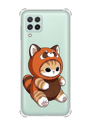 Чехол с утолщёнными углами на samsung galaxy a22 5g / a22s 5g котик панда (принт 423)