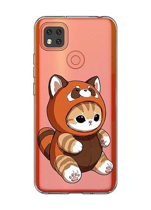 Прозрачный чехол для xiaomi redmi 9c/10a котик панда (принт 423)