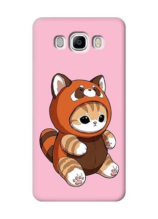 Матовый розовый чехол на samsung galaxy j7(2016) j710 котик панда (принт 423)