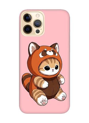 Матовый розовый чехол на apple iphone 12 pro max котик панда (принт 423)