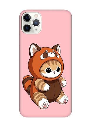 Матовий рожевий чохол на iphone 11 pro max (6.5) котик панда (принт 423)