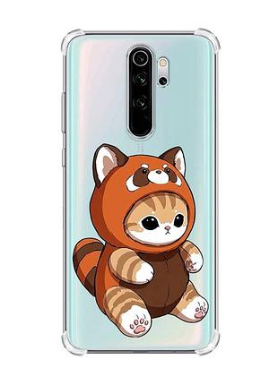 Чохол з потовщеними кутами на xiaomi redmi note 8 pro котик панда (принт 423)