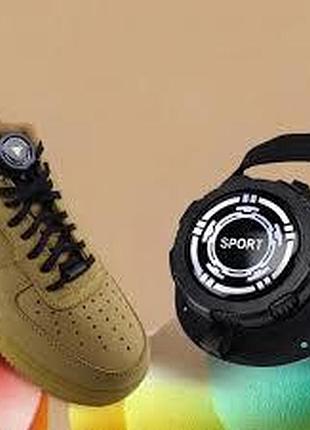 Самозатяжущие шнурки с дисковым замком для кроссовок black sport